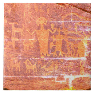 Southwest Petroglyph Deep Light Orange Tile