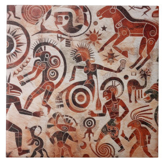 Southwest Petroglyph Design | Animals and Dancers Tile
