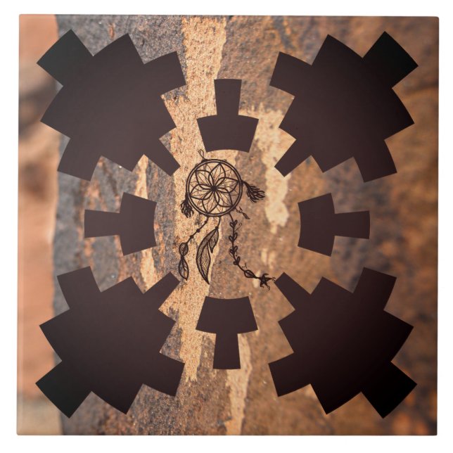 Southwest Petroglyph Native American Ceramic Tile (Front)