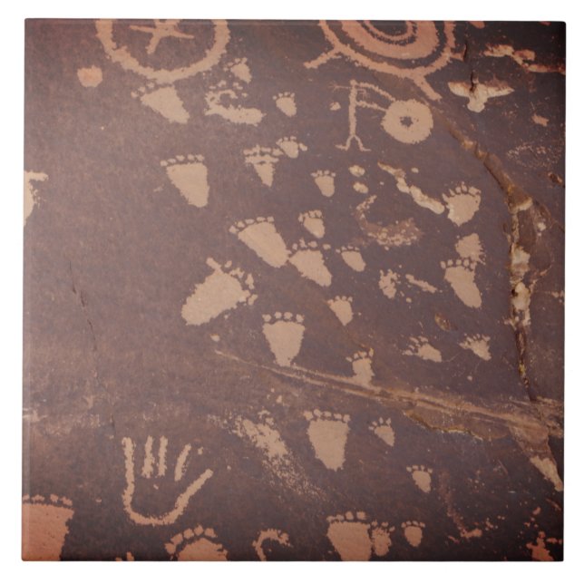 Southwest Petroglyph Native American Footprint ST Tile (Front)