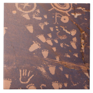 Southwest Petroglyph Native American Footprints  Tile