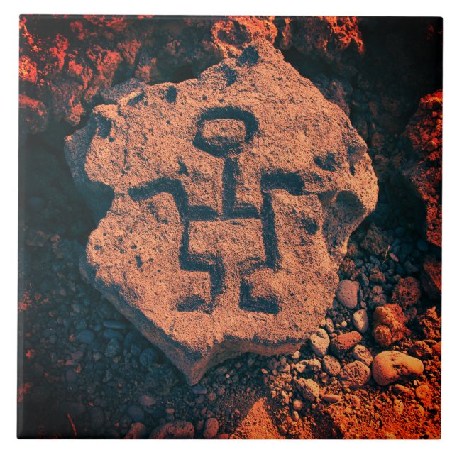 Southwest Petroglyph Prehistoric Art Ceramic Tile (Front)