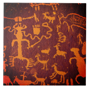 Southwest Petroglyph Prehistoric Art Ceramic Tile