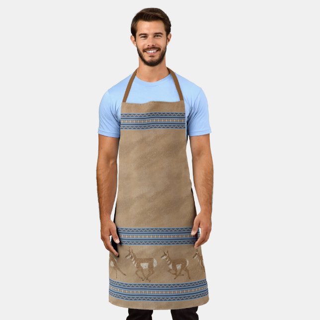 Southwest Pronghorn Antelope Tan Large Apron (Worn)