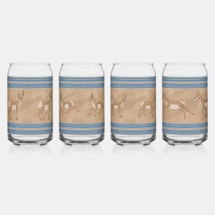 Southwest Pronghorn Antelopes Assorted Set Can Glass