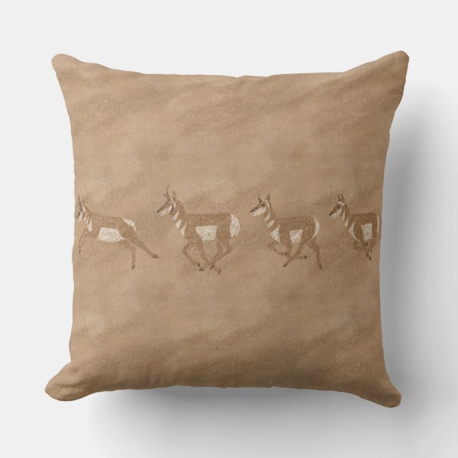 Southwest Pronghorn Petroglyph Cushion (Front)