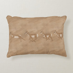 Southwest Pronghorn Petroglyph Decorative Cushion