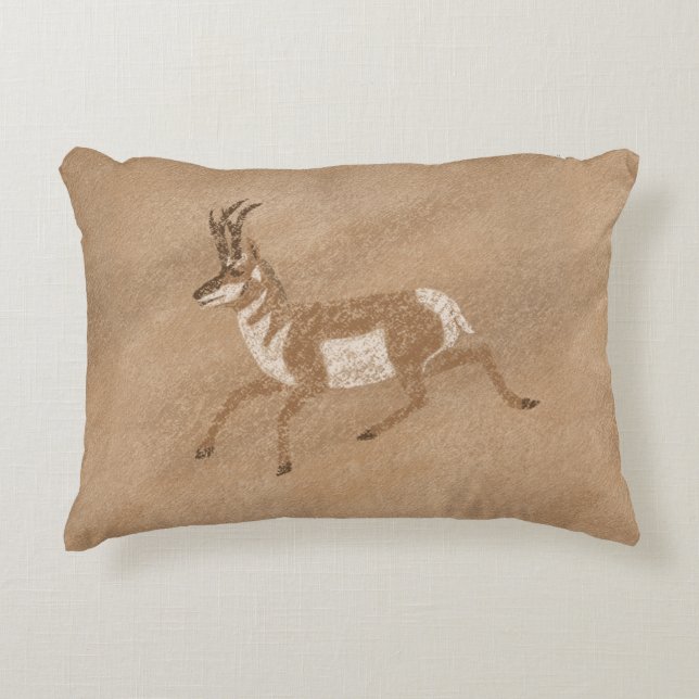Southwest Pronghorn Running Antelope Decorative Cushion (Front)
