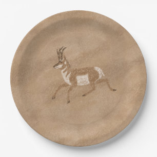 Southwest Pronghorn Running Antelope  Paper Plate