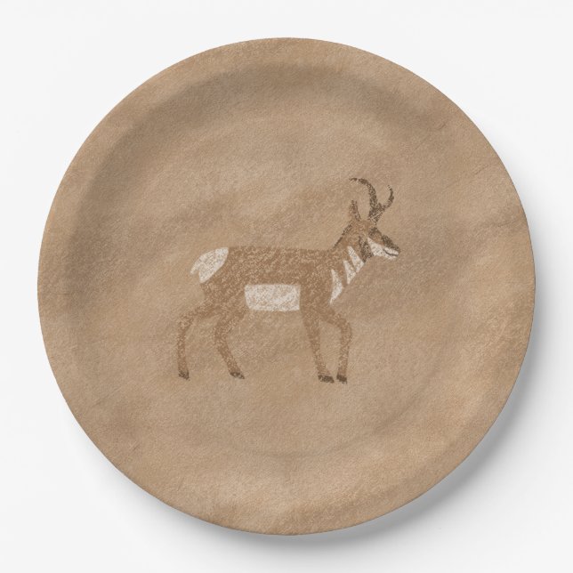 Southwest Pronghorn Walking Antelope  Paper Plates (Front)