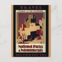 Southwest Pueblos USA Vintage Travel Poster