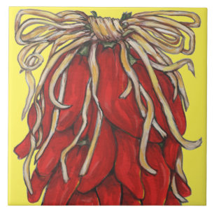 Southwest Red Chile Ristra Top House # Yellow Tile