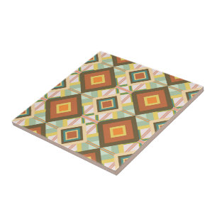 Southwest Retro Pop Art Diamonds Pattern Tile