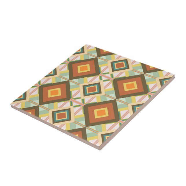 Southwest Retro Pop Art Diamonds Pattern Tile (Side)