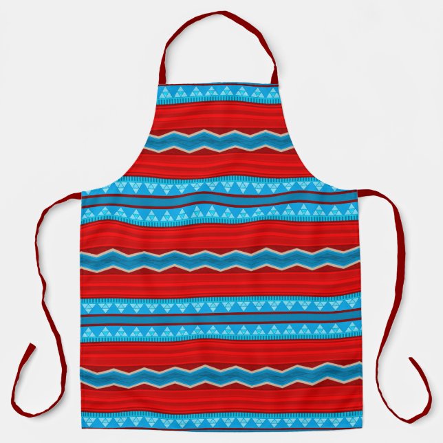 Southwest River Canyon Geometric Red Turquoise Apron (Front)
