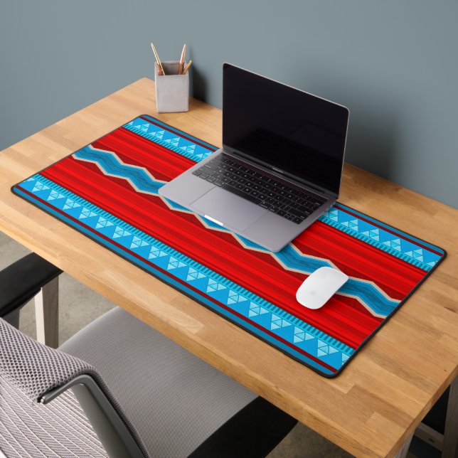 Southwest River Canyon Geometric Red Turquoise Desk Mat (Office 2)