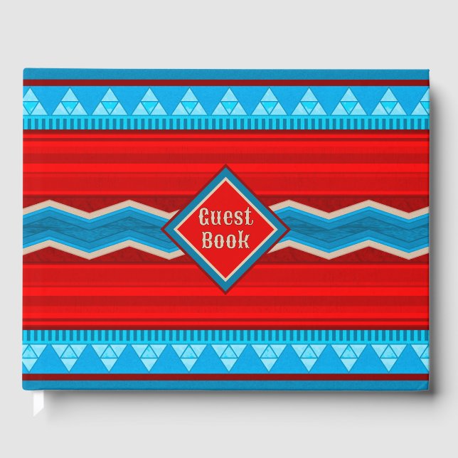 Southwest River Canyon Geometric Red Turquoise Guest Book (Front)
