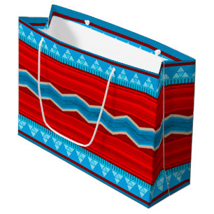 Southwest River Canyon Geometric Red Turquoise Large Gift Bag