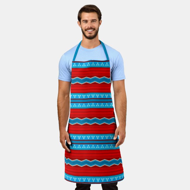 Southwest River Canyon Geometric Red Turquoise Lg Apron (Worn)