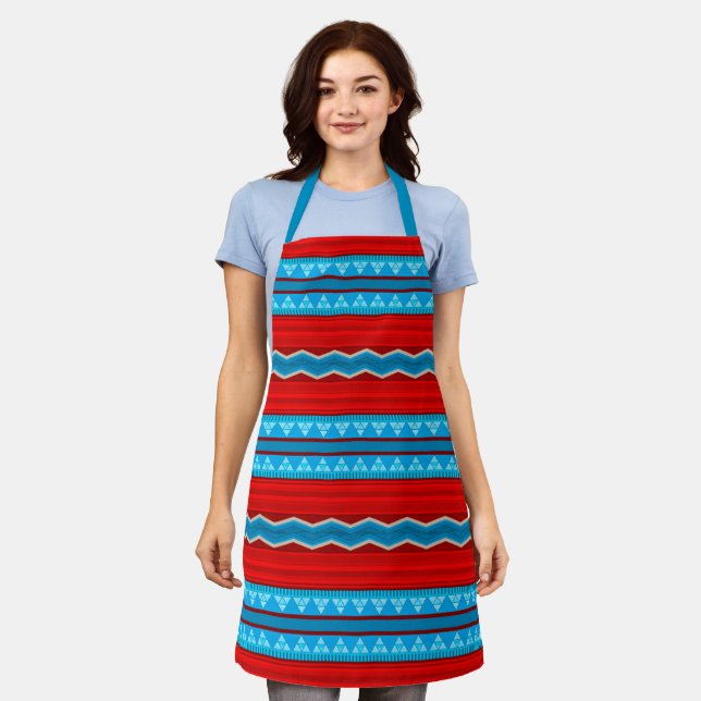 Southwest River Canyon Geometric Red Turquoise Med Apron (Worn)
