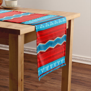 Southwest River Canyon Geometric Red Turquoise Medium Table Runner