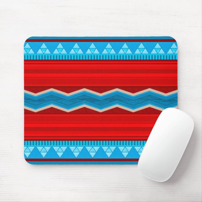 Southwest River Canyon Geometric Red Turquoise Mouse Mat (With Mouse)