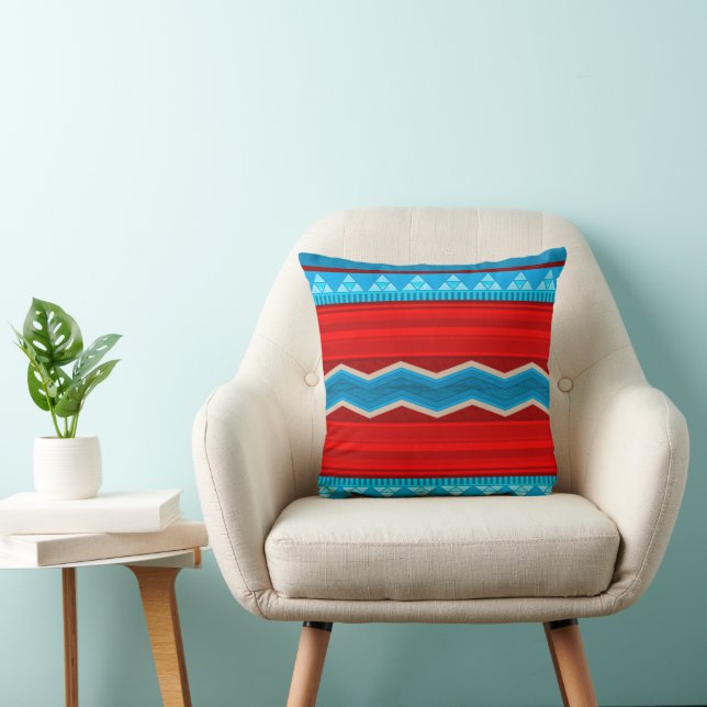 Southwest River Canyon Red and Turquoise 16in Cushion (Chair)