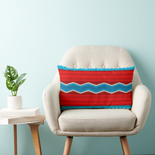 Southwest River Canyon Red and Turquoise Lumbar Cushion (Chair)