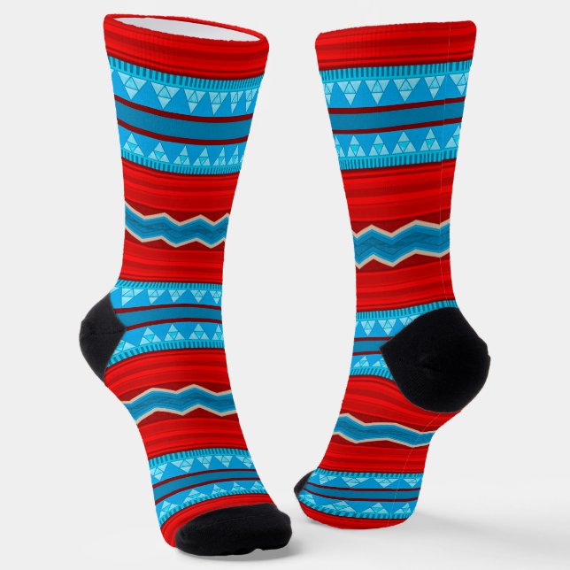 Southwest River Canyon Red and Turquoise Socks (Angled)