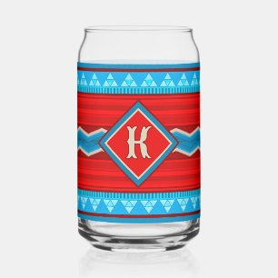 Southwest River Canyon Red Turquoise Monogram Can Glass