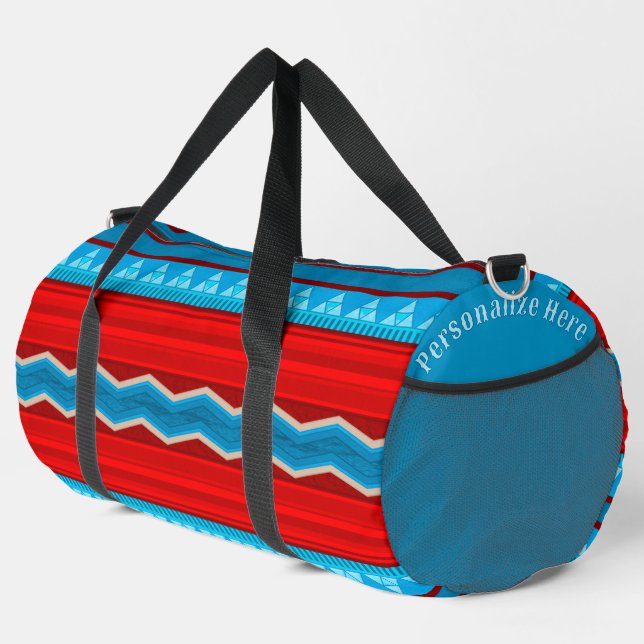 Southwest River Red Turquoise Lg Personalised Duffle Bag (Right Corner)