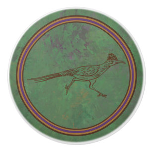 Southwest Roadrunner Sagebrush Green  Ceramic Knob