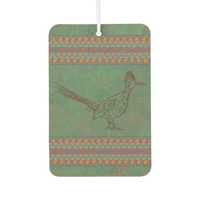 Southwest Roadrunner Sagebrush Green Geometric Car Air Freshener (Front)