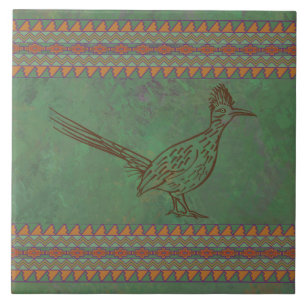 Southwest Roadrunner Sagebrush Green Tile