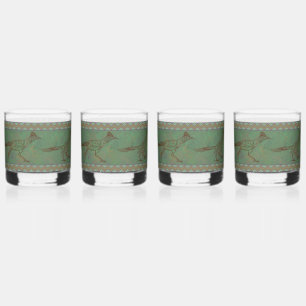 Southwest Roadrunner Sagebrush Green Whiskey Glass