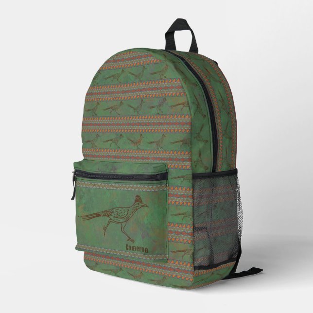 Southwest Roadrunners Sagebrush Green  Printed Backpack (Back Corner Right)