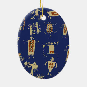 Southwest Rock Art Shaman Ceramic Tree Decoration