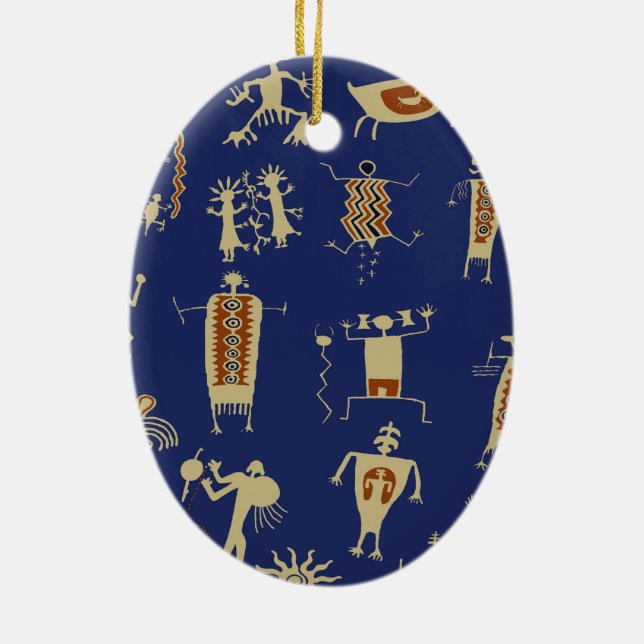 Southwest Rock Art Shaman Ceramic Tree Decoration (Back)