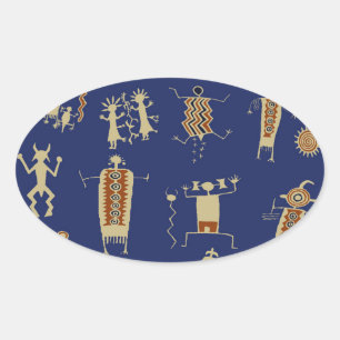 Southwest Rock Art Shaman Oval Sticker