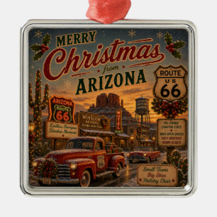 Southwest Route 66 Vintage Christmas Desert Metal Tree Decoration