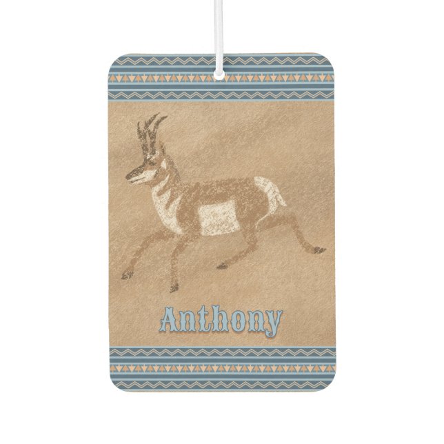 Southwest Running Pronghorn Antelope Personalised Car Air Freshener (Front)