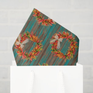 Southwest Rustic Chile Pepper Wreaths Wood Pattern Tissue Paper