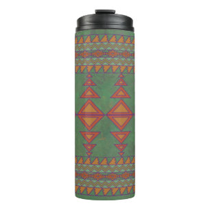 Southwest Sagebrush Green and Orange Geometric  Thermal Tumbler