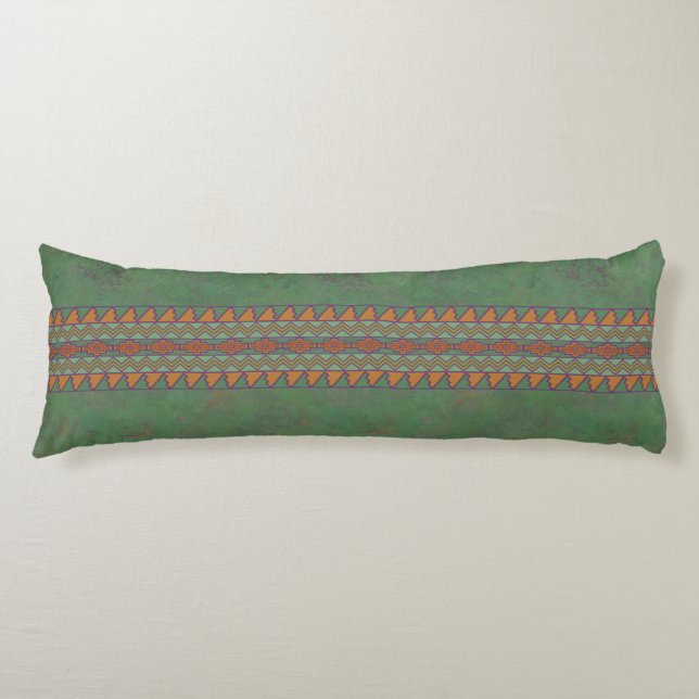 Southwest Sagebrush Green Geometric Design Body Cushion (Front)