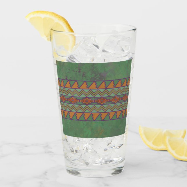 Southwest Sagebrush Green Geometric Design Glass (Front Ice)