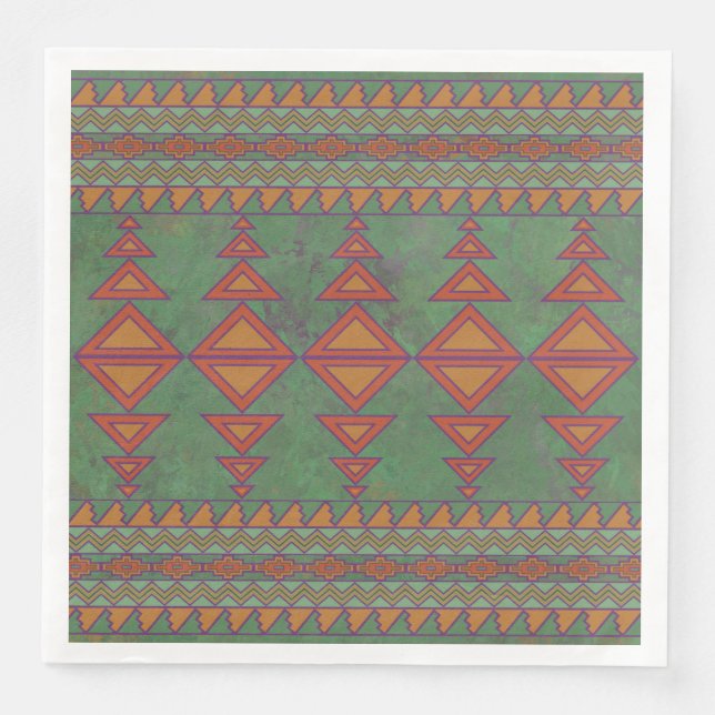 Southwest Sagebrush Green Geometric Design Napkin (Front)