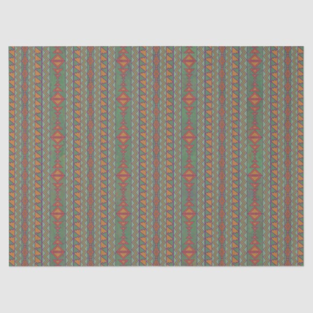 Southwest Sagebrush Green Geometric Design Tissue  Paper (Front)