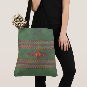 Southwest Sagebrush Green Geometric Design Tote Ba