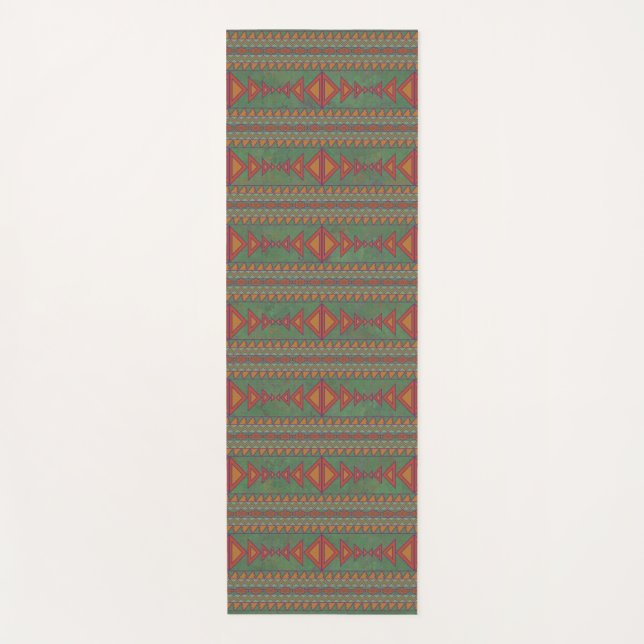 Southwest Sagebrush Green Geometric Design Yoga Ma Yoga Mat (Front)