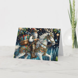Southwest Santa Delivering Gifts On Horseback Holiday Card